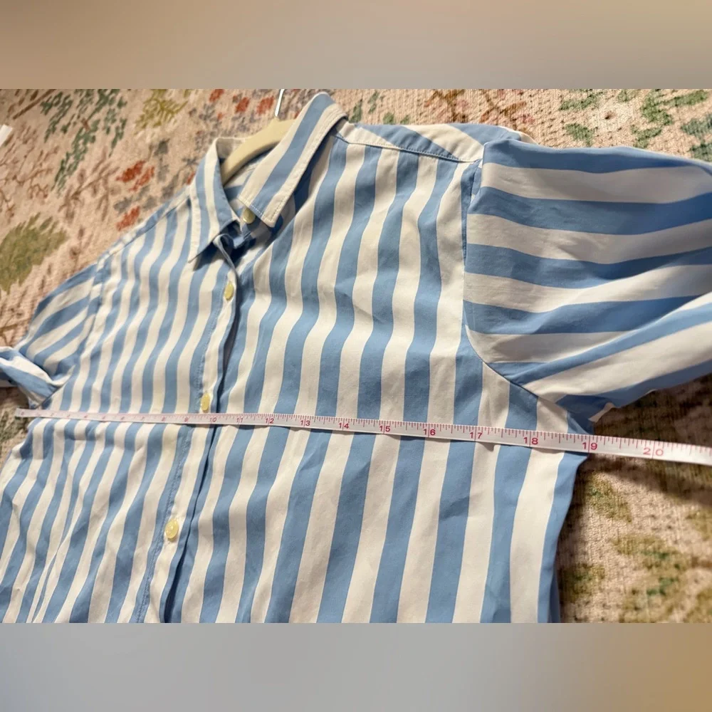 KULE The Hutton Shirt White & Blue Striped Button Down Long Sleeve Cotton, XS - Picture 7 of 11